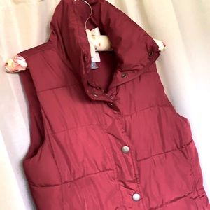 Red old navy fleece lined puff vest